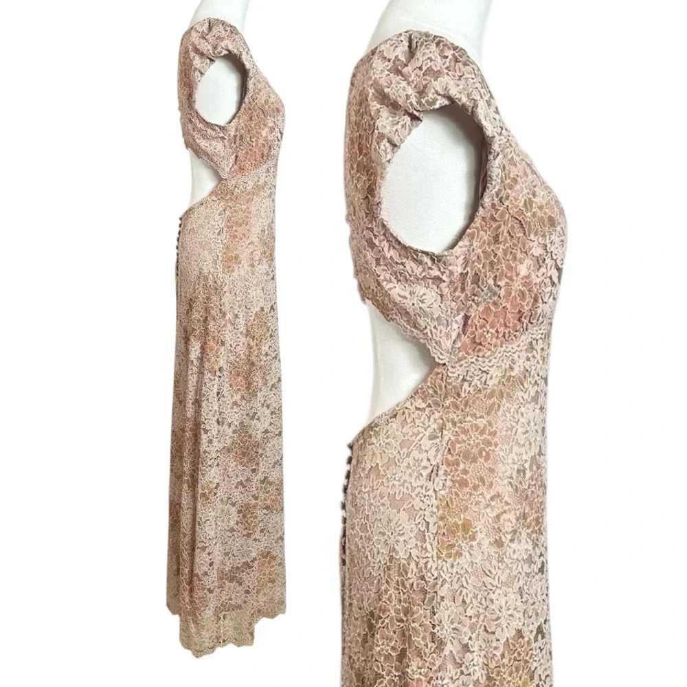 Free People Dainty Ethereal Butterfly Babe Lace Maxi Dress Antique Floral Large - Picture 9 of 15